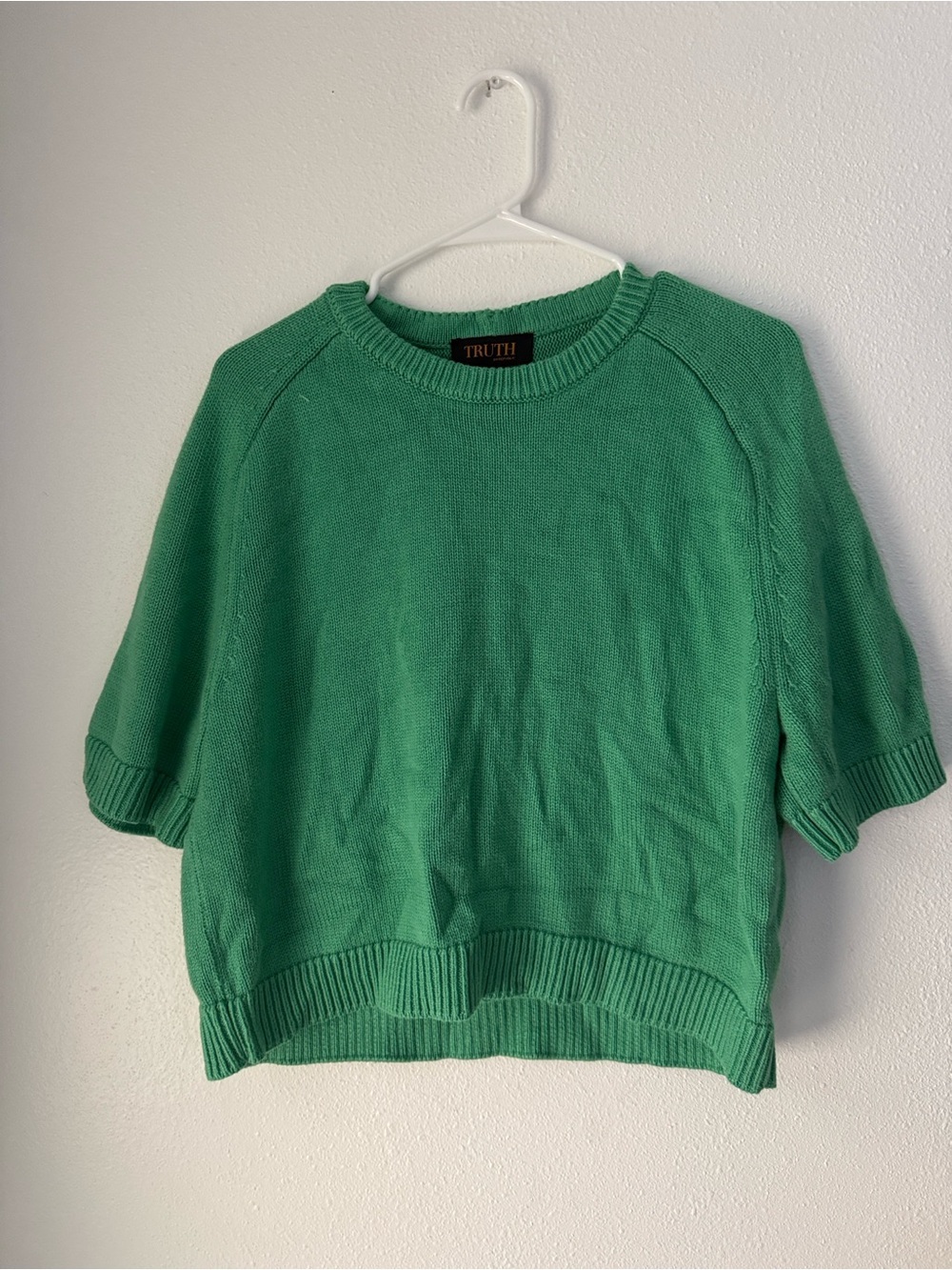 Truth by republic Women Y2K Short Sleeve Crew Neck Knit Sweater S Green